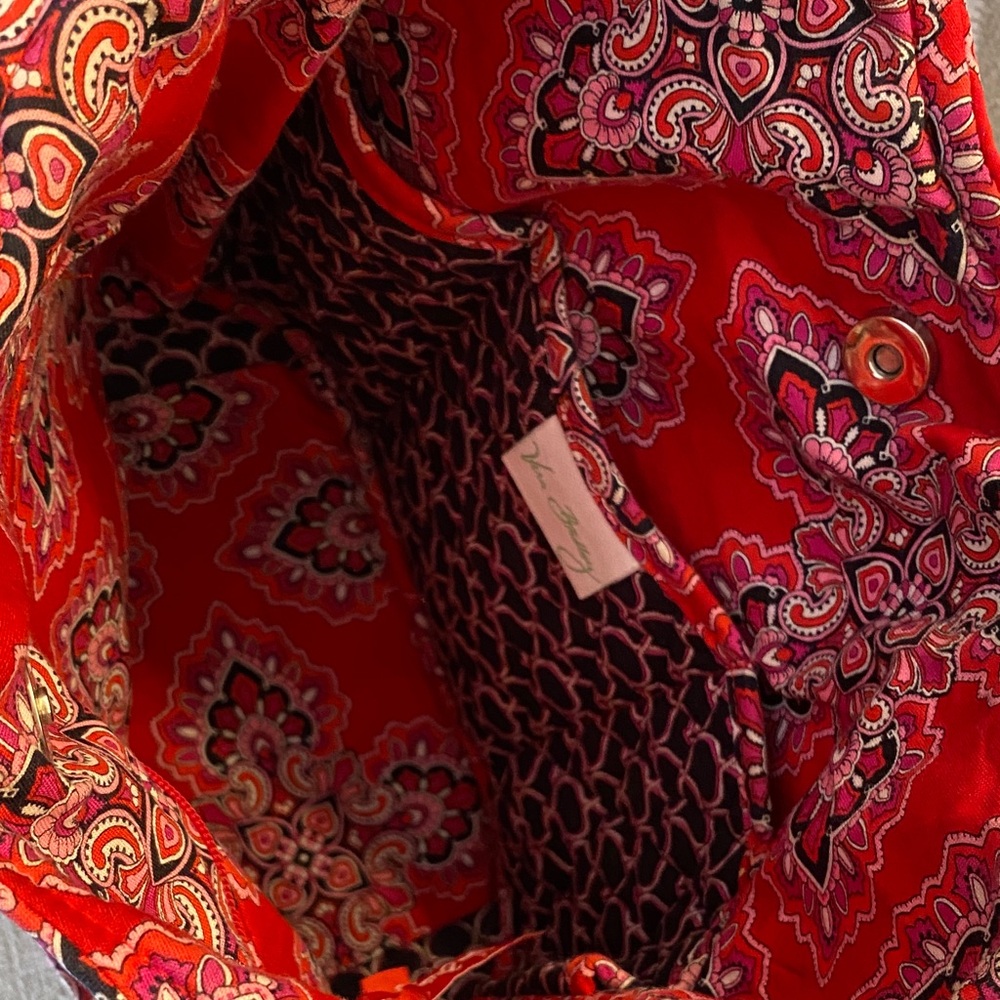 Vera Bradley Red Quilted Paisley Tote Shoulder Bag - Picture 6 of 6